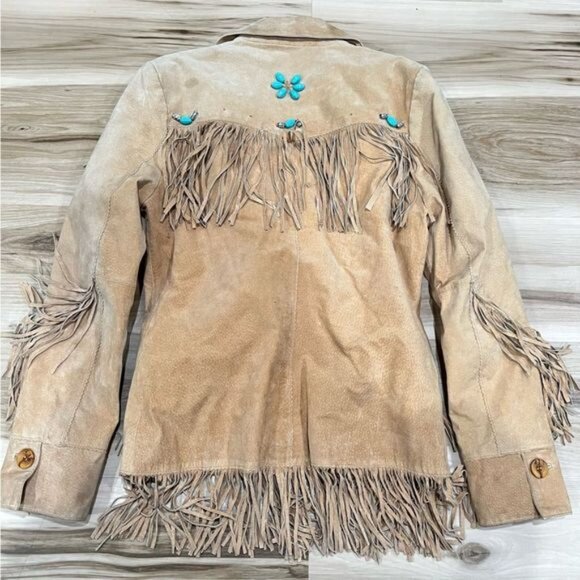 Ruidoso by Montecarlo Leather Fringe Beaded Jacket Women’s Medium - Picture 2 of 7